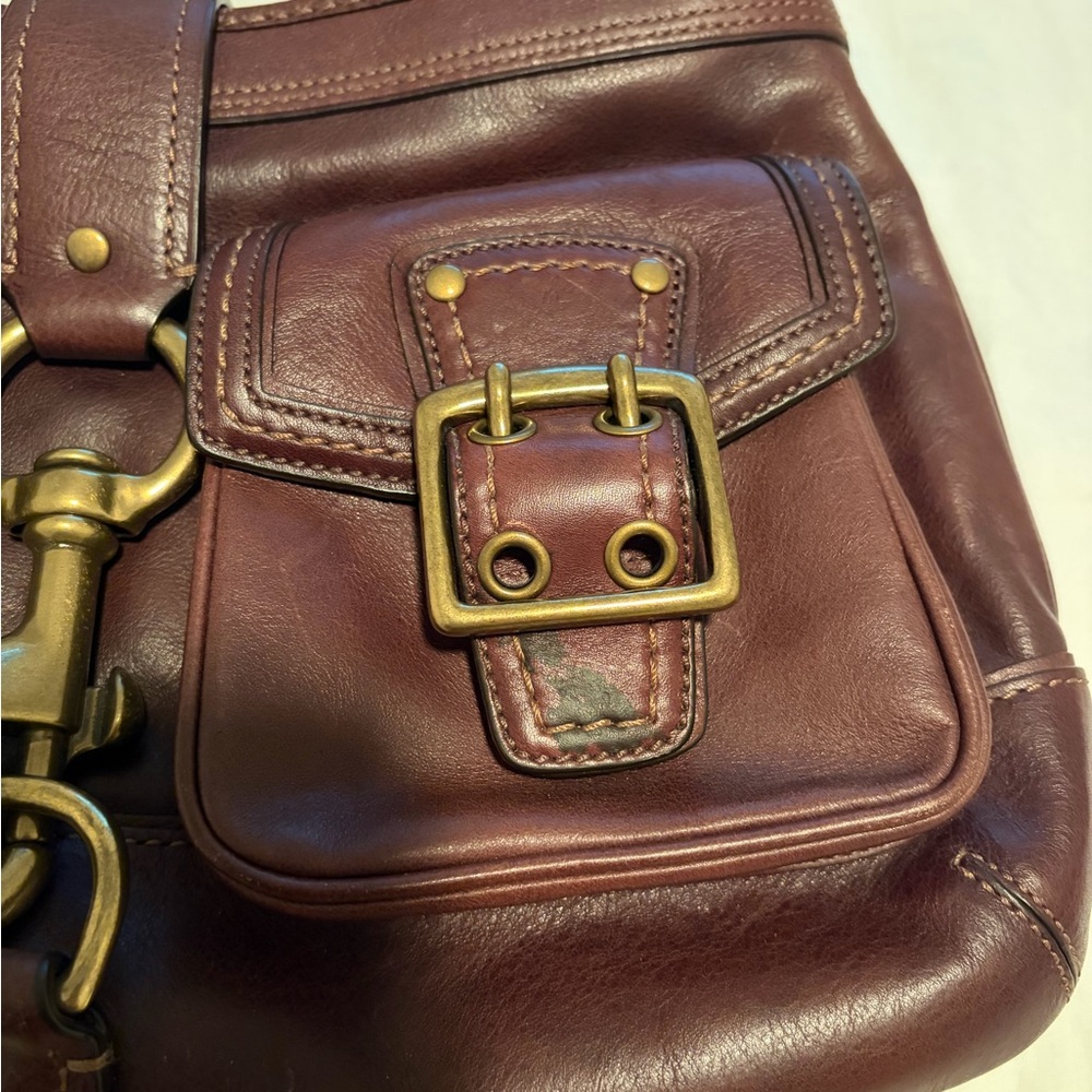 Coach Shoulder Bag in Deep Wine Leather with Brass Hardware - Picture 2 of 10